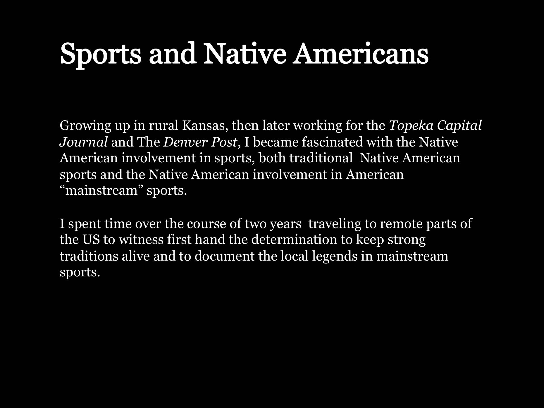 Review of Native American athletes gallery presentation.