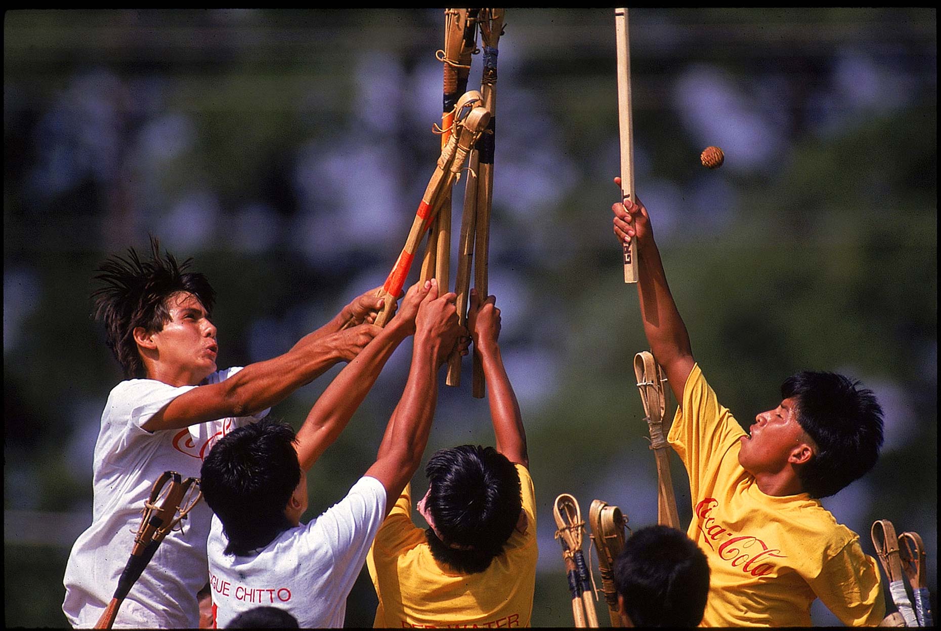 Choctaw stickball players compete among the villages of the Choctaw Nation.