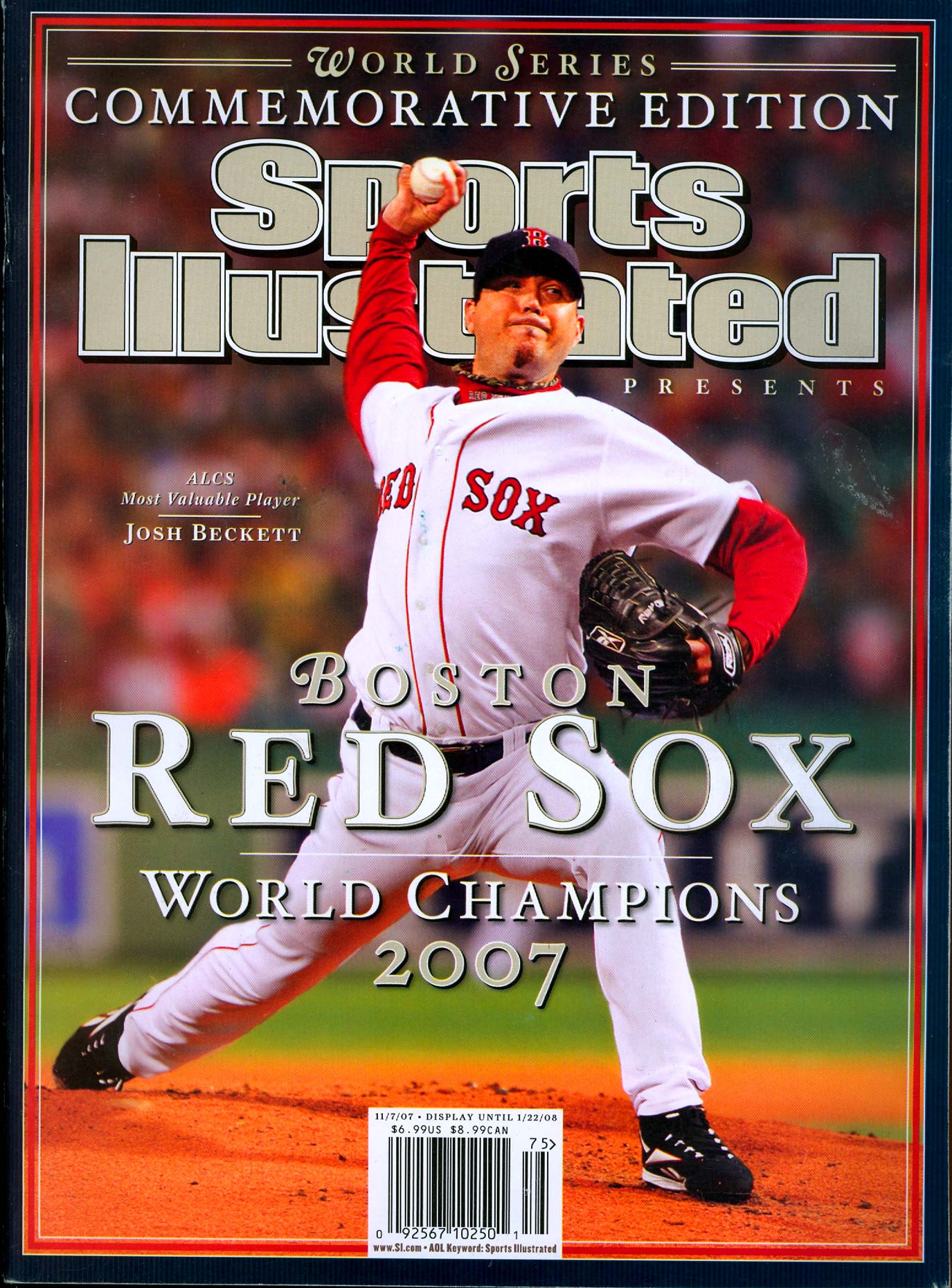 Boston Red Sox pitcher Josh Beckett on the cover of Sports Illustrated. 