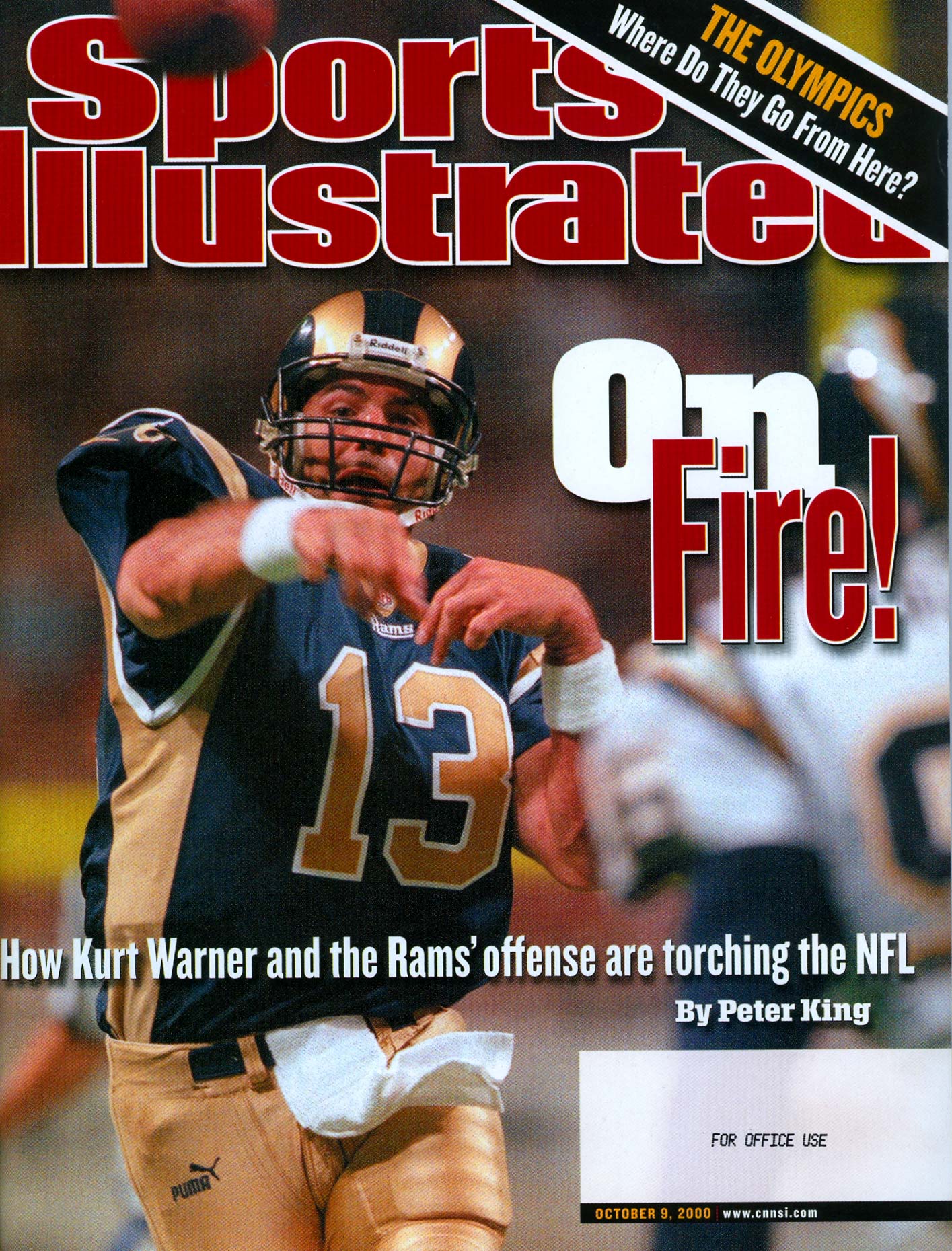 Saint Louis Rams quarterback Kurt Warner on the cover of Sports Illustrated. 