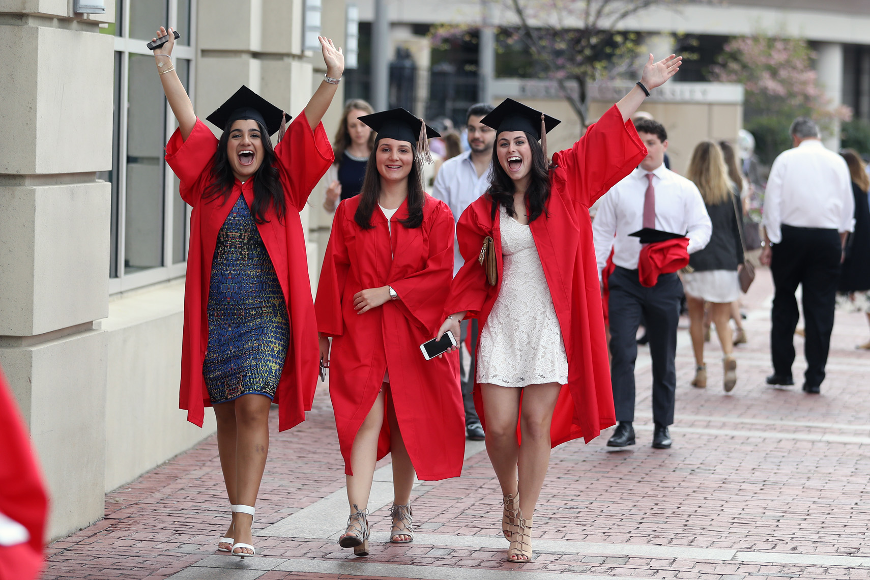 Graduates arrive for Boston University Commencement Services in Agannis Arena