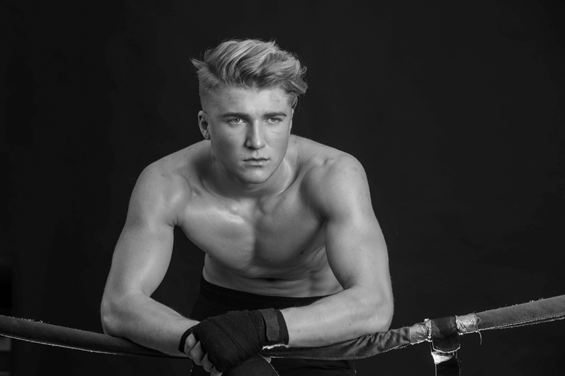 Boxer Clayton Fallon poses for a portrait in the Union Street Boxing Club. 