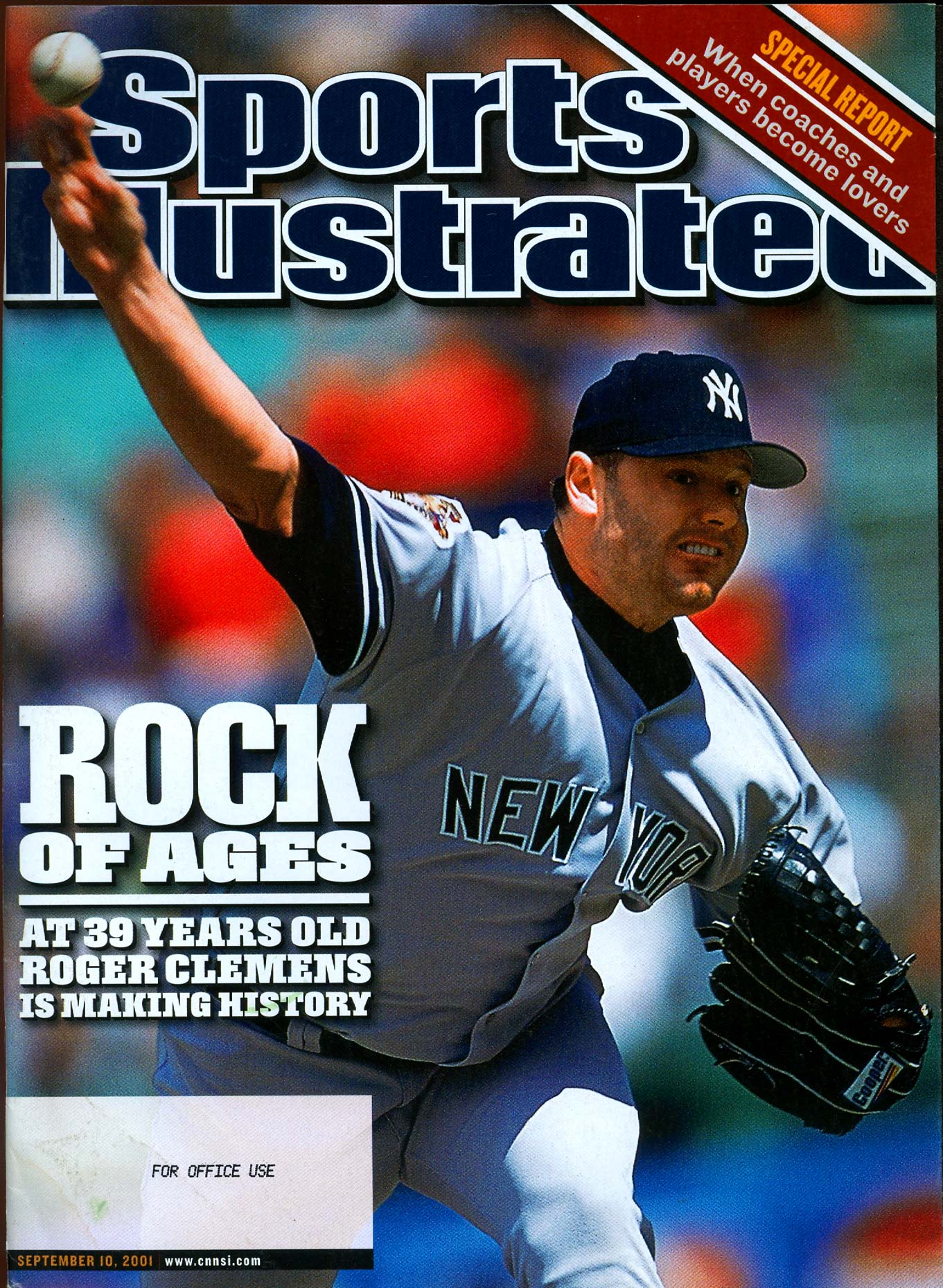 New York Yankees pitcher Roger Clemens on the cover of Sports Illustrated. 