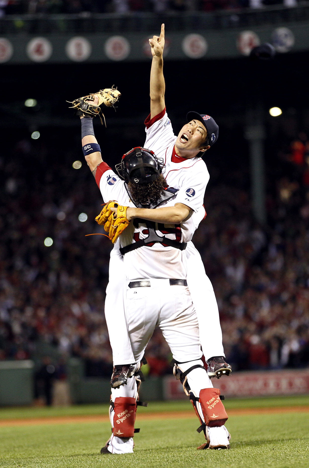  Koji Uehara celebrates after Boston defeated St. Louis  for the World Series title.