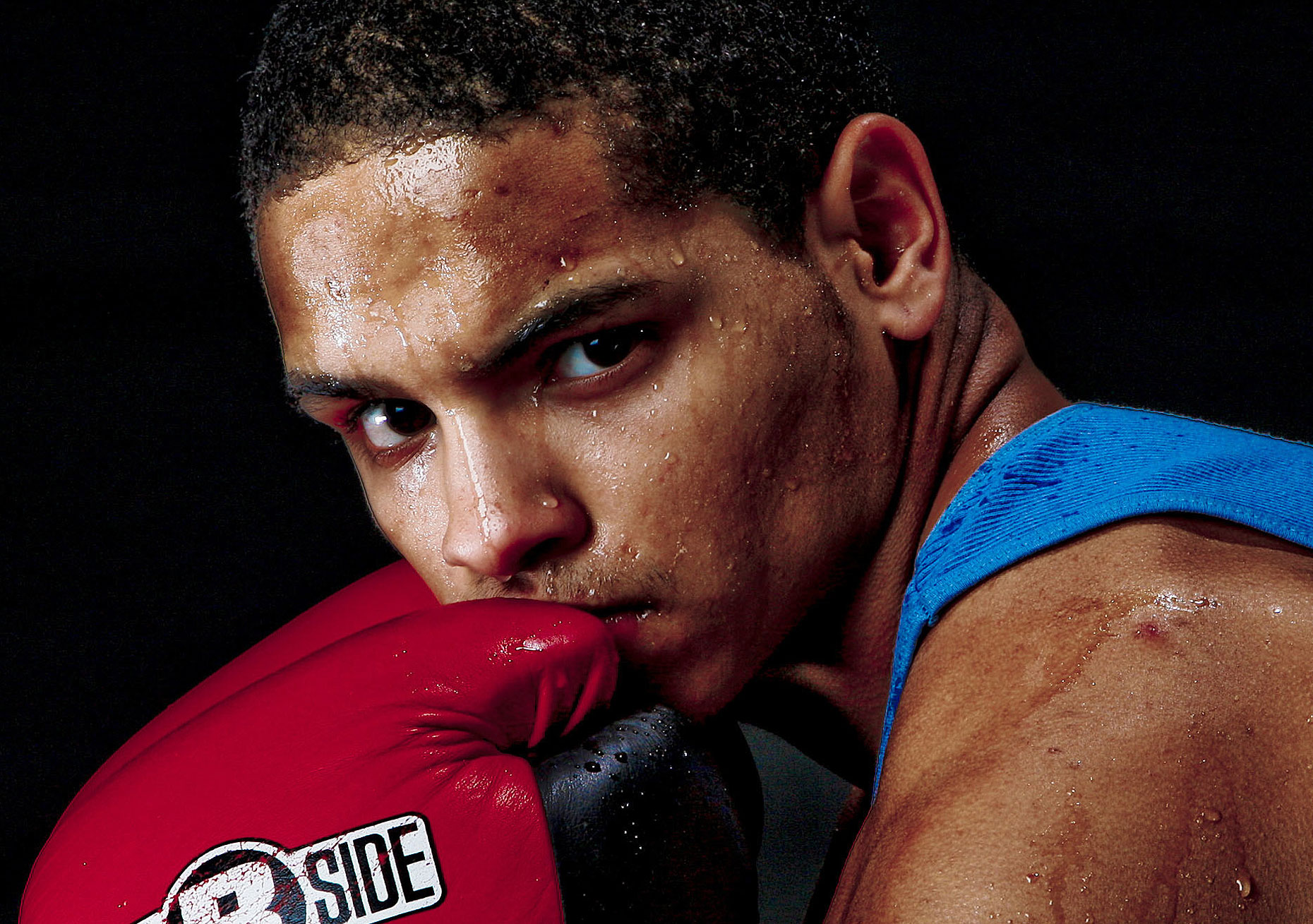 Golden Gloves hopeful Edgar Perez poses for a portrait at a gym in Lowell, MA.