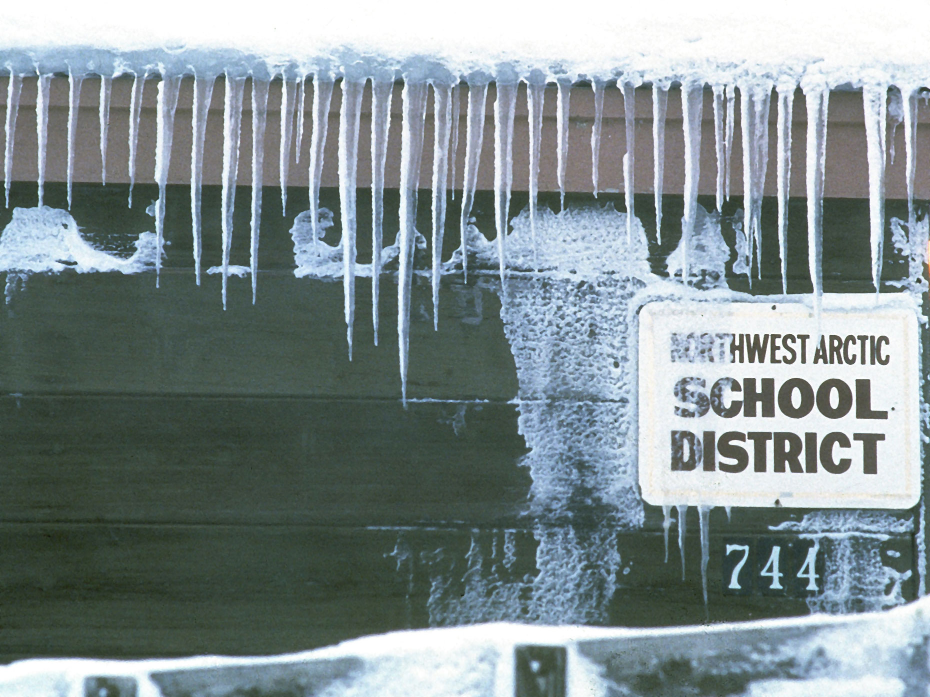 The Northwest Arctic School District is covered in icicles.