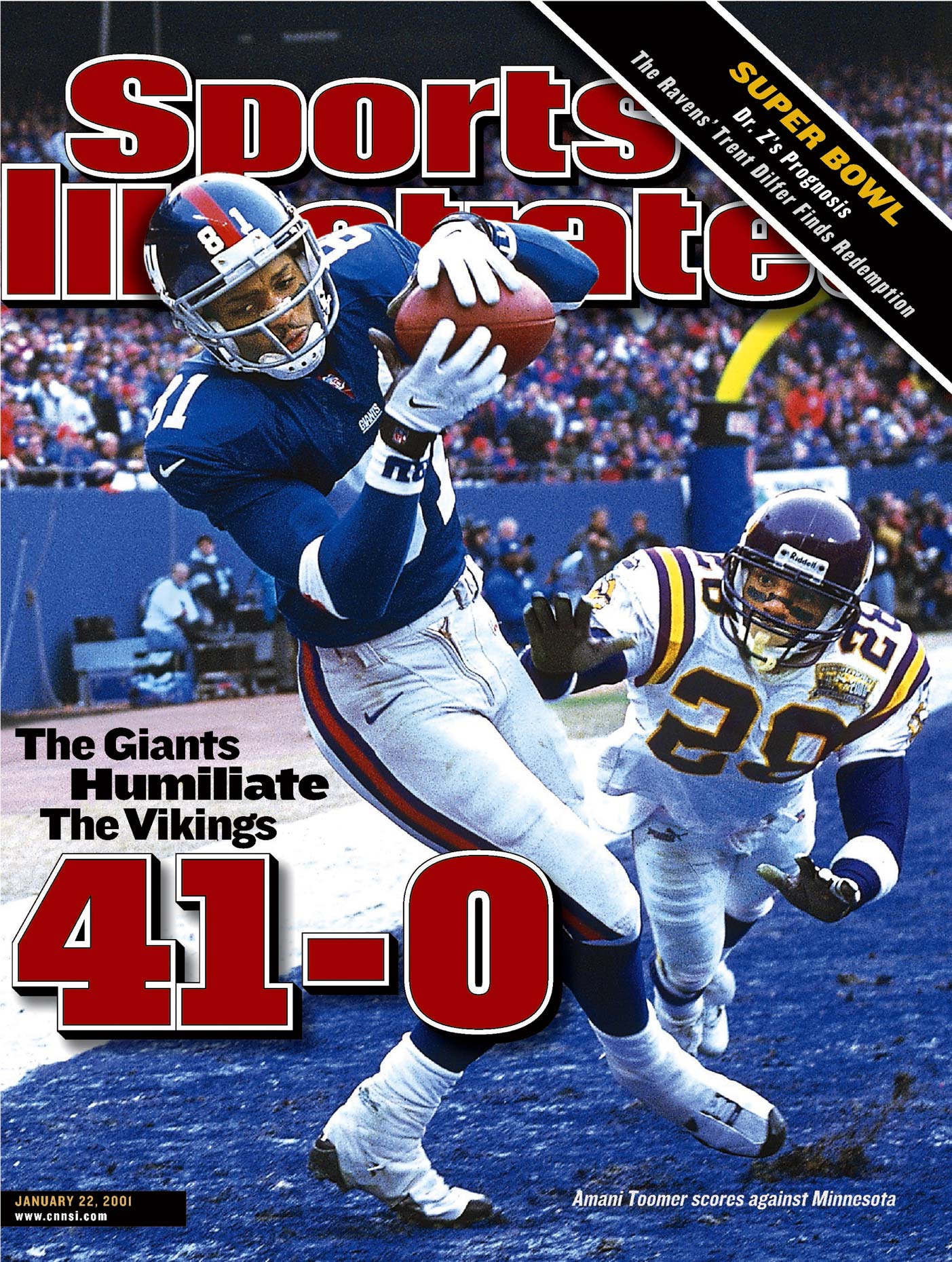 New York Giants receiver Amani Toomer  on the cover of Sports Illustrated. 