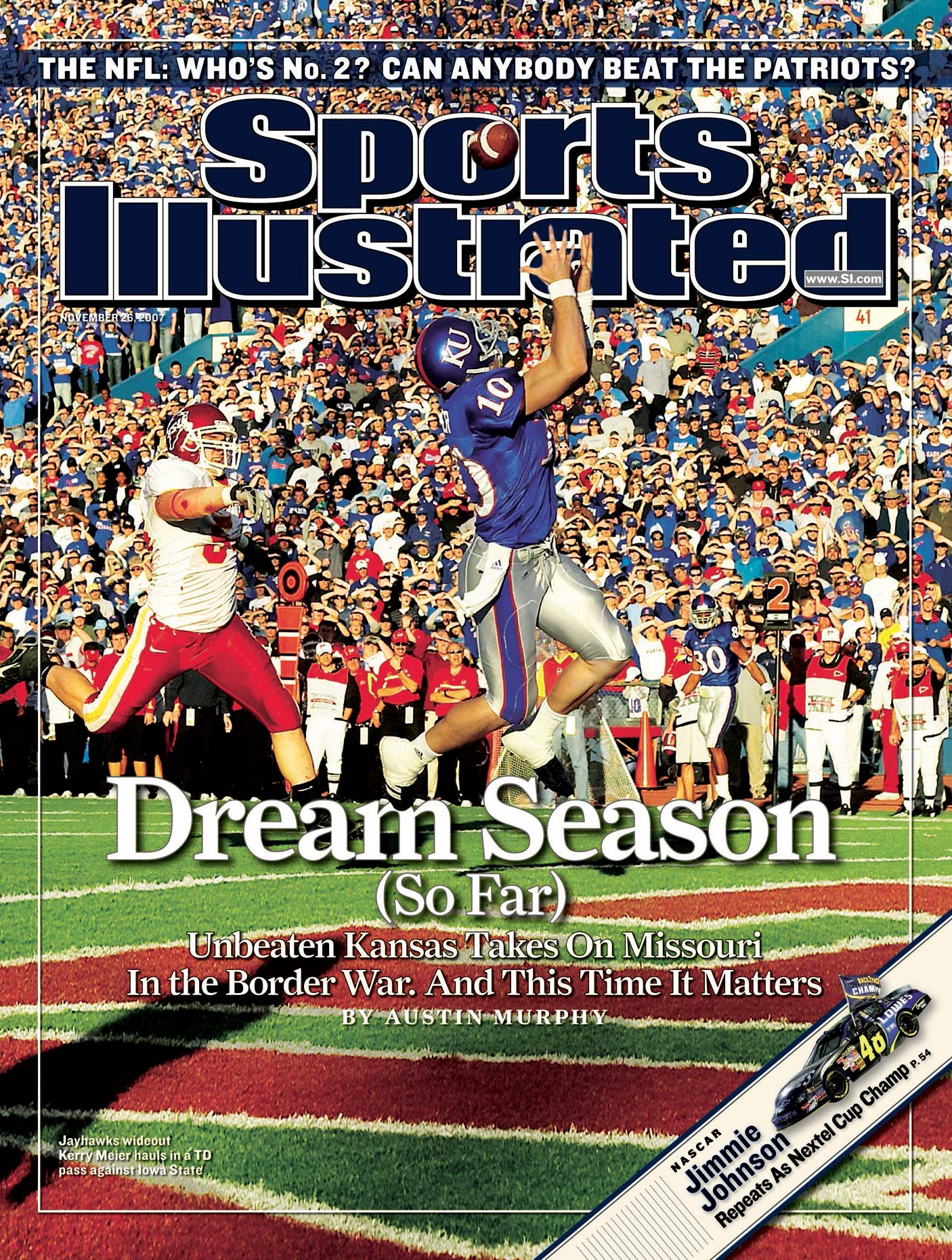 Kerry Meier of the University of Kansas on the cover of Sports Illustrated. 