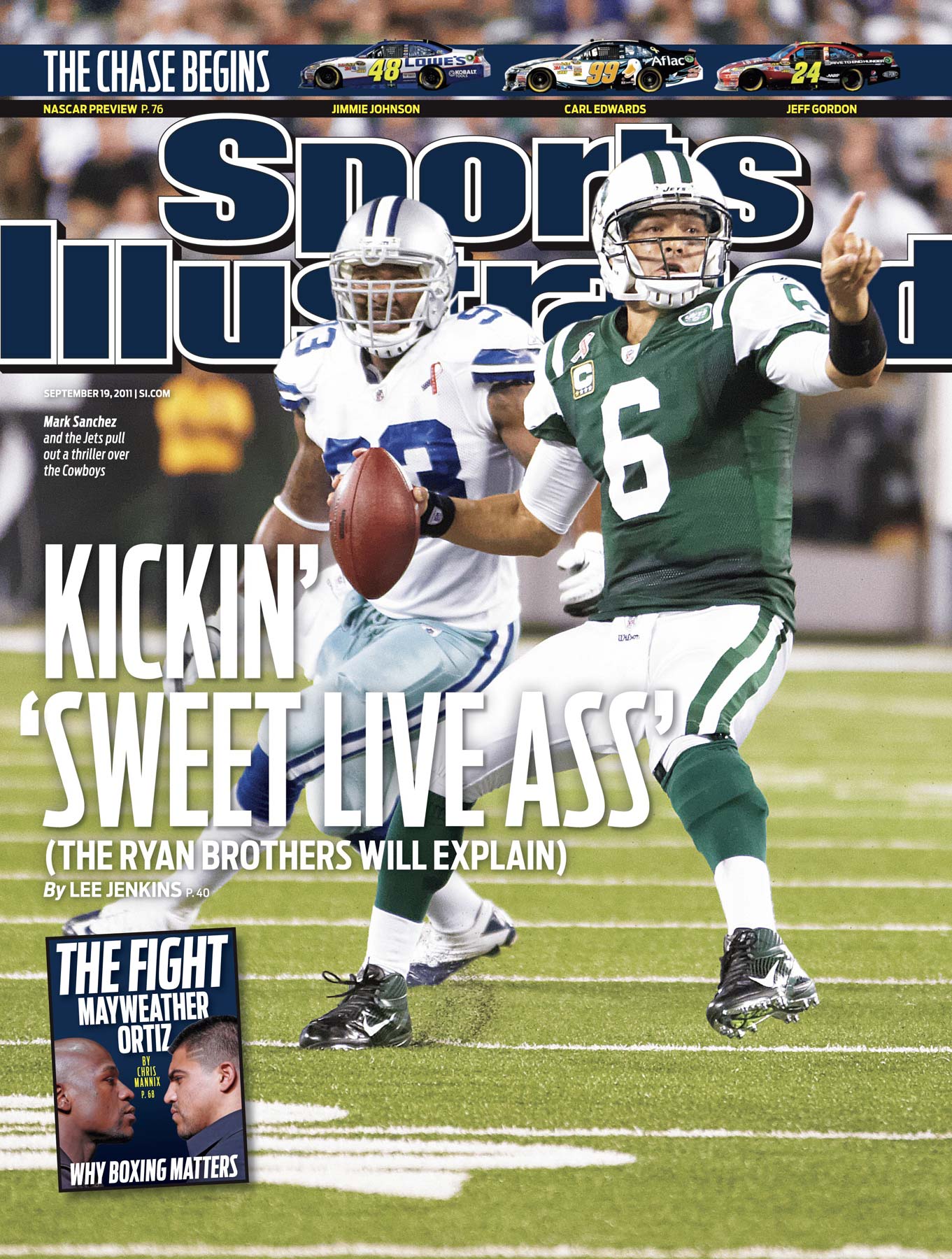 New York Jets quarterback Mark Sanchez on the cover of Sports Illustrated.